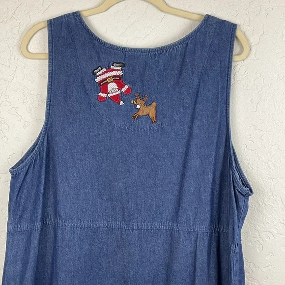 Bobbie Brooks Denim Sleeveless Button Down Sundress Romper Christmas Sz XL - Picture 6 of 8